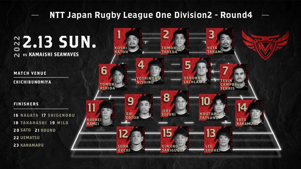 【メンバー発表】vs釜石シーウェイブス 画像